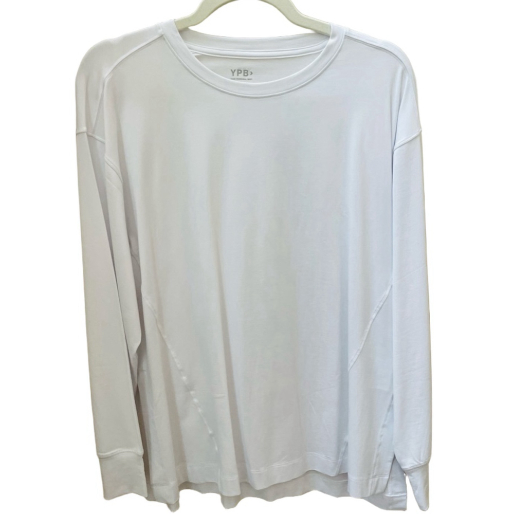 Abercrombie YPB Women’s White Long Sleeve Athletic Top Size M Crew Active
